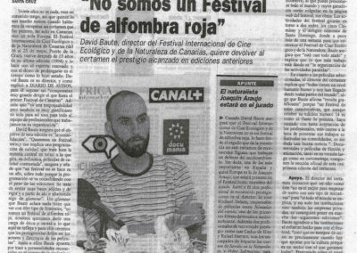 Festival Internacional de Cine Ecológico y de la Naturaleza de Canarias - Diario de Avisos - 2009